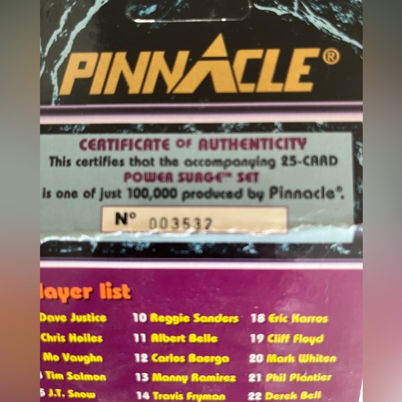 1994 Pinnacle Limited Edition Power Hitters in Baseball Card Set - Picture 2 of 7